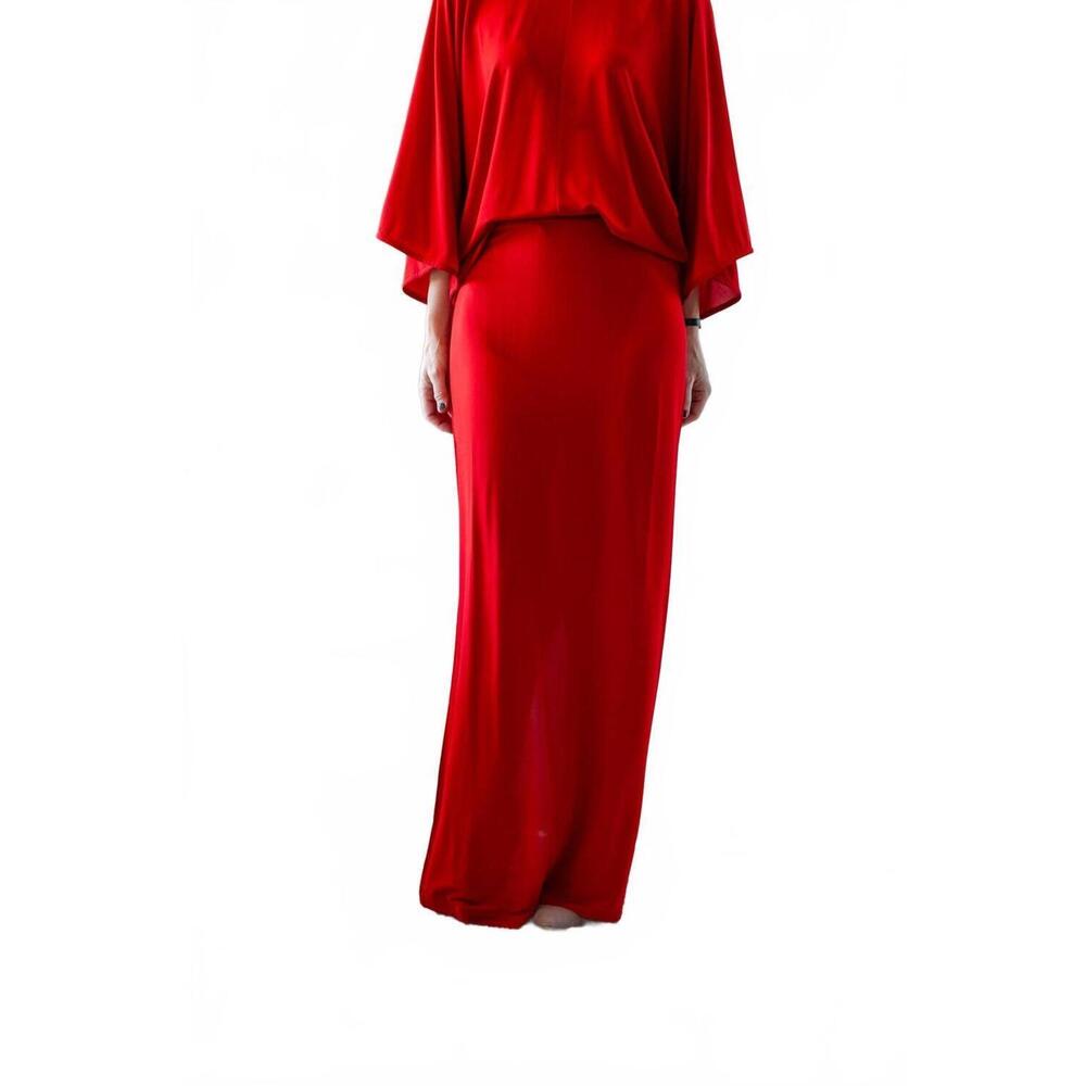 NEW HOUSE OF DAGMAR jersey maxi skirt in red